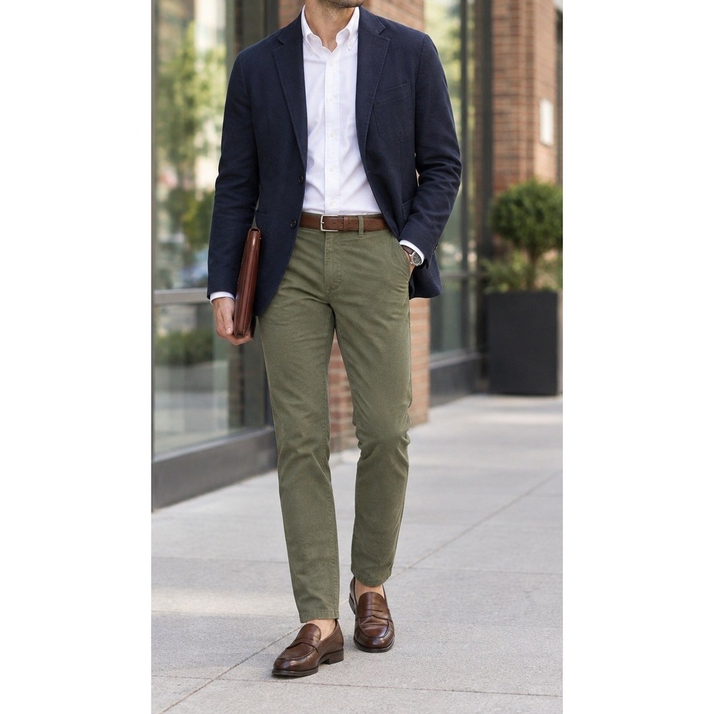 NN07 No Nationality Marco Chino Pants Mens 38x32 Olive Green Tessuti Pordenone